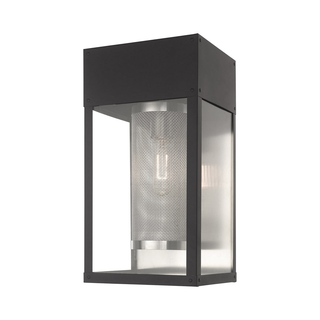 Livex Lighting 20762-04  Franklin Outdoor Black W/ Brushed Nickel Stainless Steel