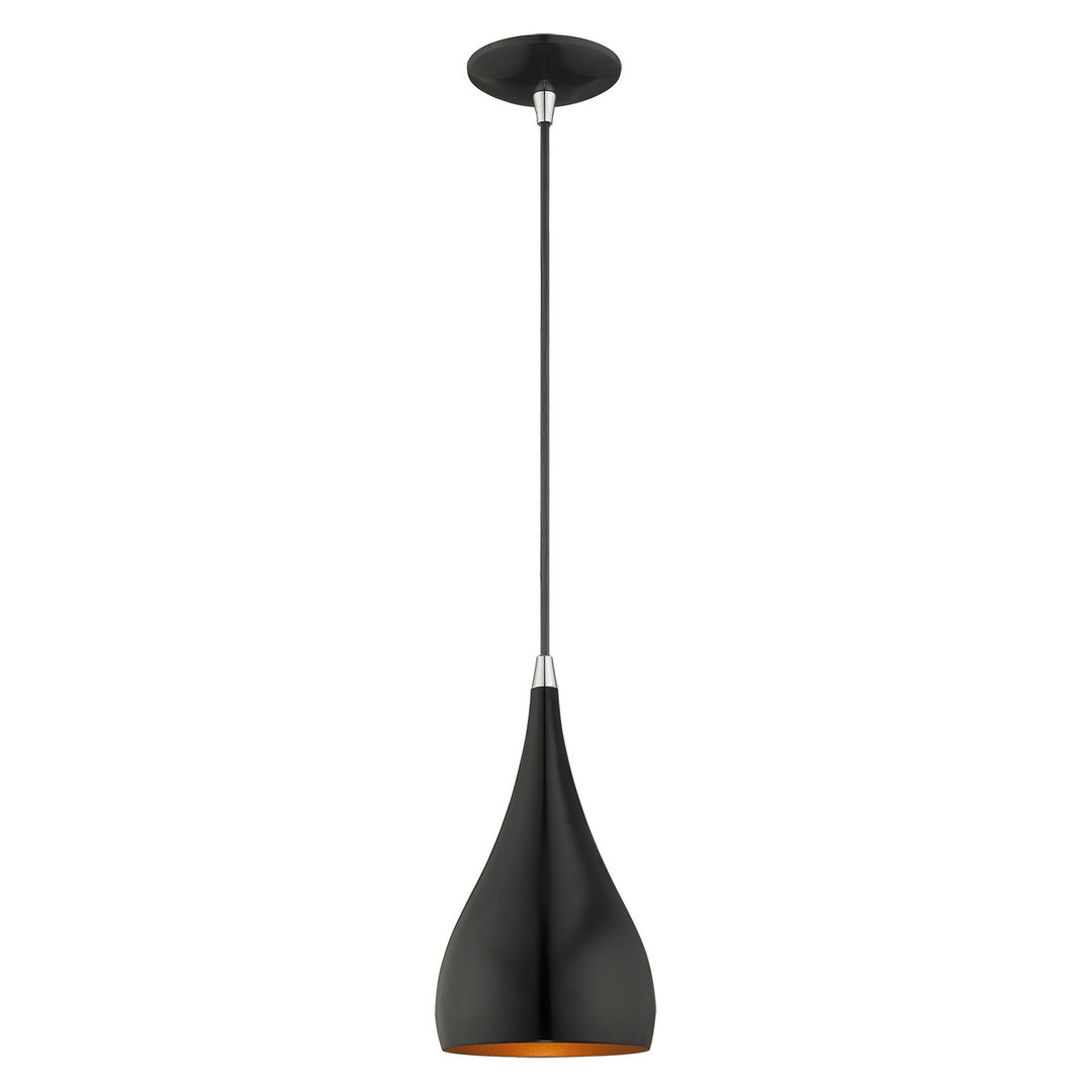 Livex Amador 41171-68 Pendant Light - Shiny Black w/ Polished Chromes