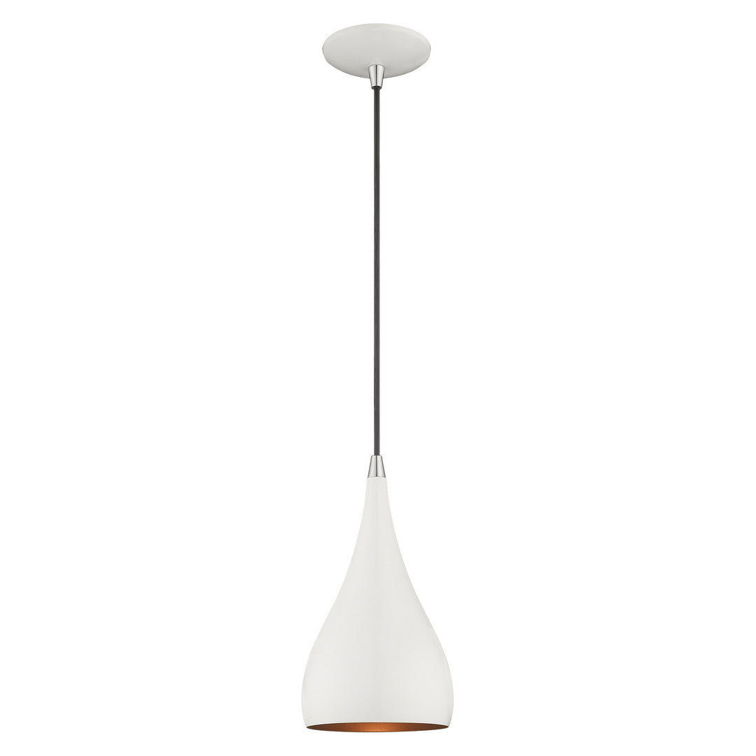 Livex Amador 41171-69 Pendant Light - Shiny White w/ Polished Chromes