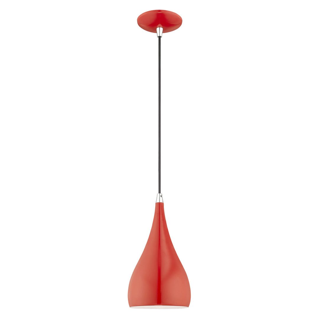 Livex Amador 41171-72 Pendant Light - Shiny Red w/ Polished Chromes