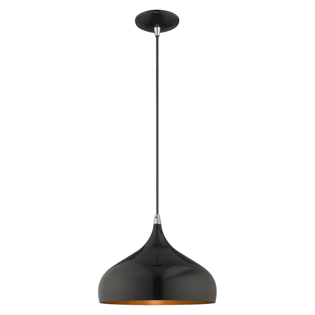 Livex Amador 41172-68 Pendant Light - Shiny Black w/ Polished Chromes