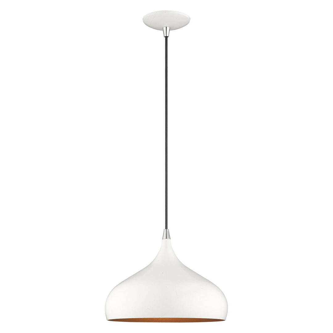 Livex Amador 41172-69 Pendant Light - Shiny White w/ Polished Chromes