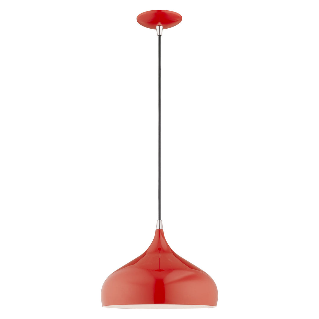 Livex Amador 41172-72 Pendant Light - Shiny Red w/ Polished Chromes