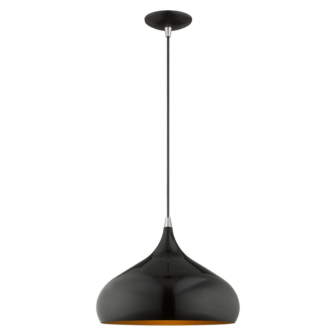 Livex Amador 41173-68 Pendant Light - Shiny Black w/ Polished Chromes