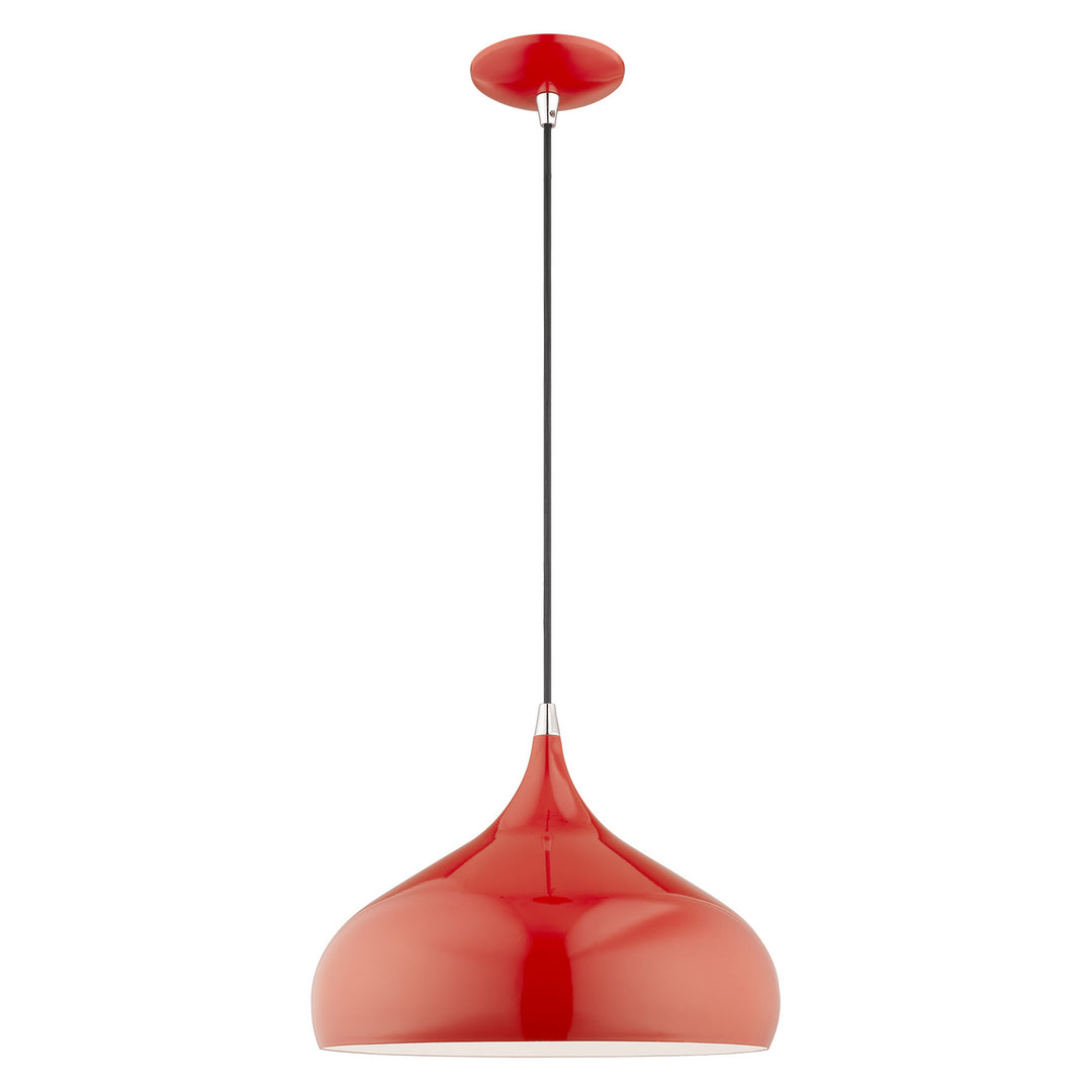 Livex Amador 41173-72 Pendant Light - Shiny Red w/ Polished Chromes