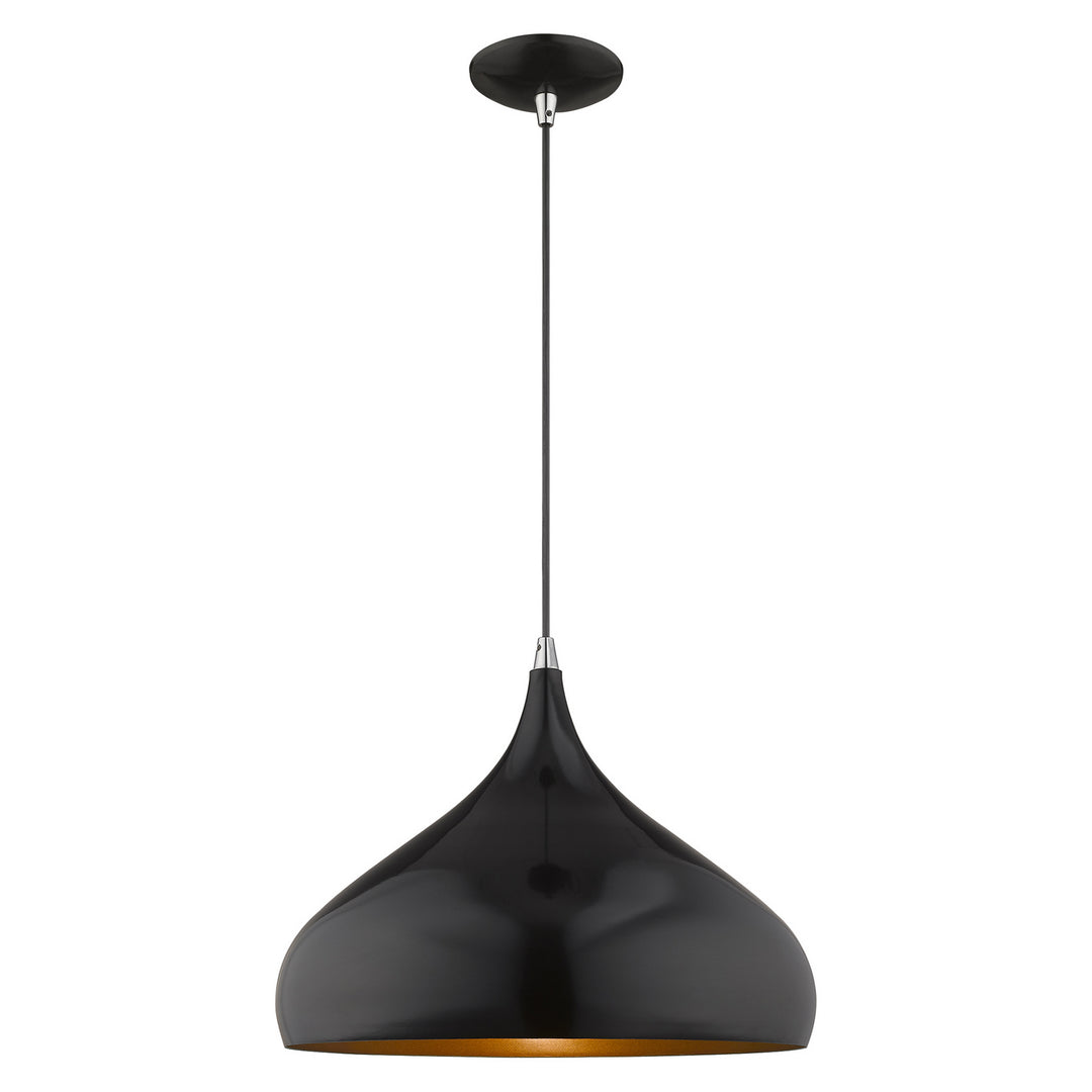 Livex Amador 41174-68 Pendant Light - Shiny Black w/ Polished Chromes