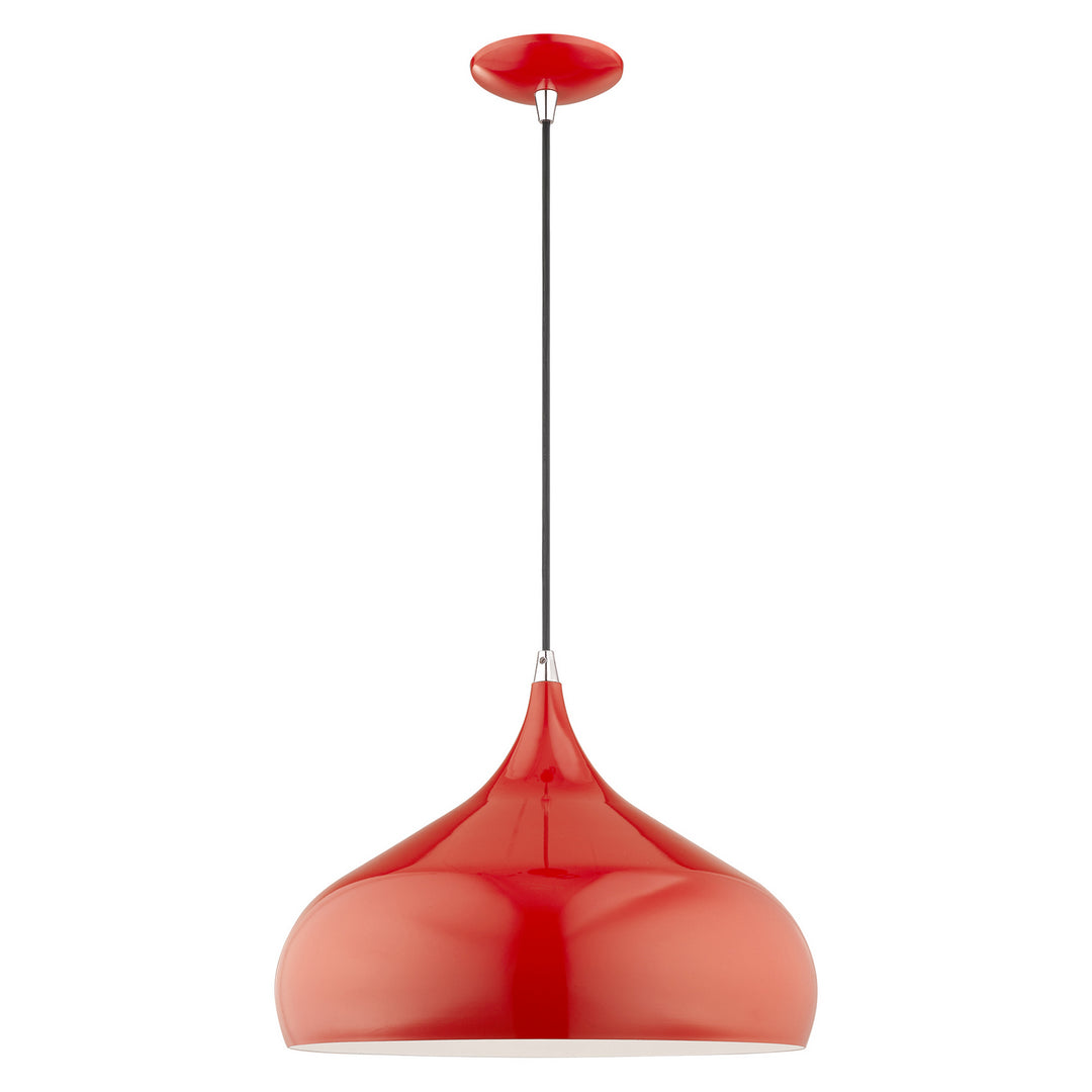 Livex Amador 41174-72 Pendant Light - Shiny Red w/ Polished Chromes