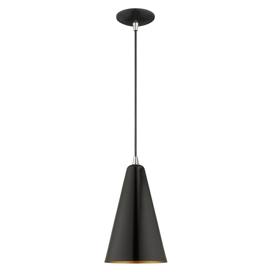 Livex Dulce 41175-68 Pendant Light - Shiny Black w/ Polished Chromes