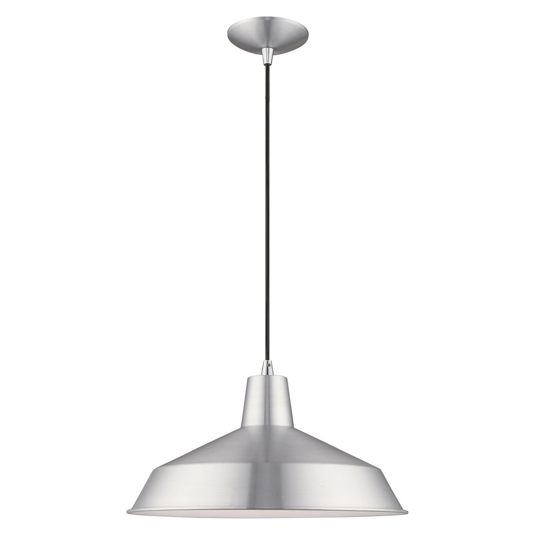 Livex Metal Shade Mini Pendants 41183-66 Pendant Light - Brushed Aluminum w/ Polished Chromes