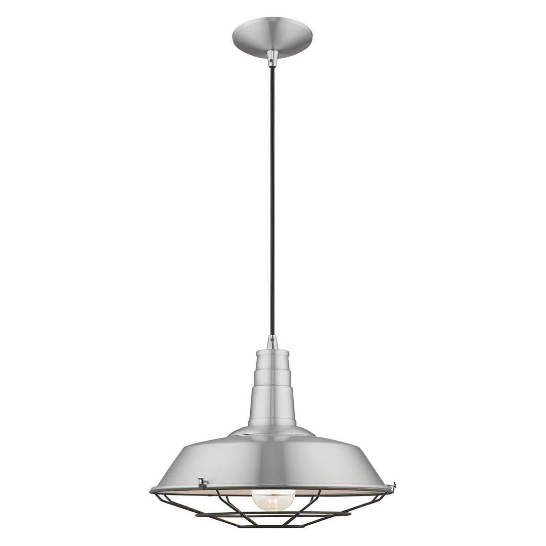 Livex Metal Shade Mini Pendants 41184-66 Pendant Light - Brushed Aluminum w/ Polished Chromes