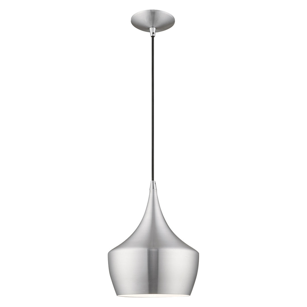 Livex Waldorf 41186-66 Pendant Light - Brushed Aluminum w/ Polished Chromes