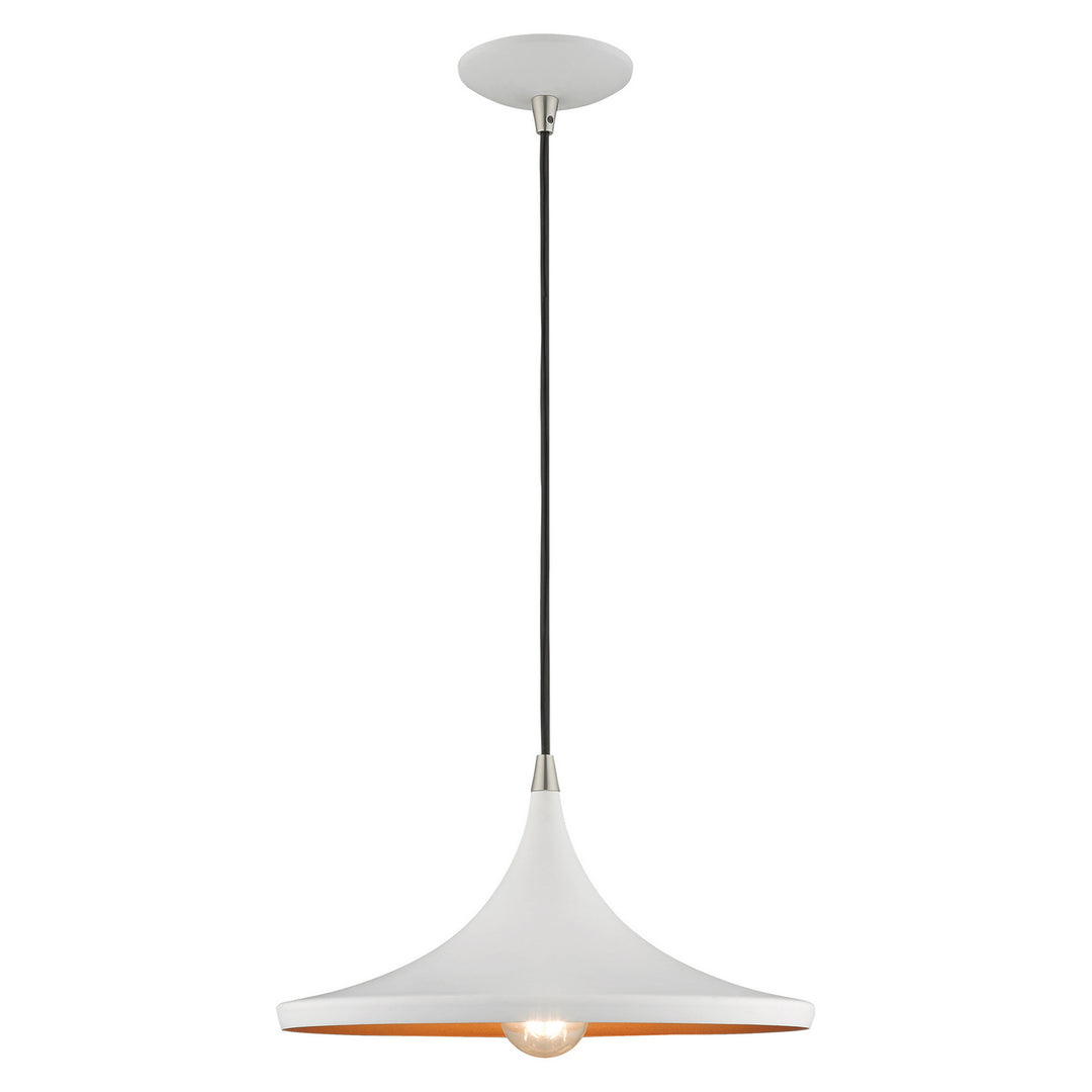 Livex Waldorf 41187-03 Pendant Light - White w/ Brushed Nickels