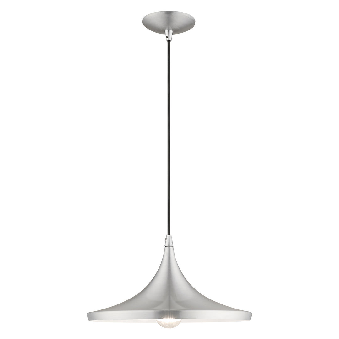 Livex Waldorf 41187-66 Pendant Light - Brushed Aluminum w/ Polished Chromes