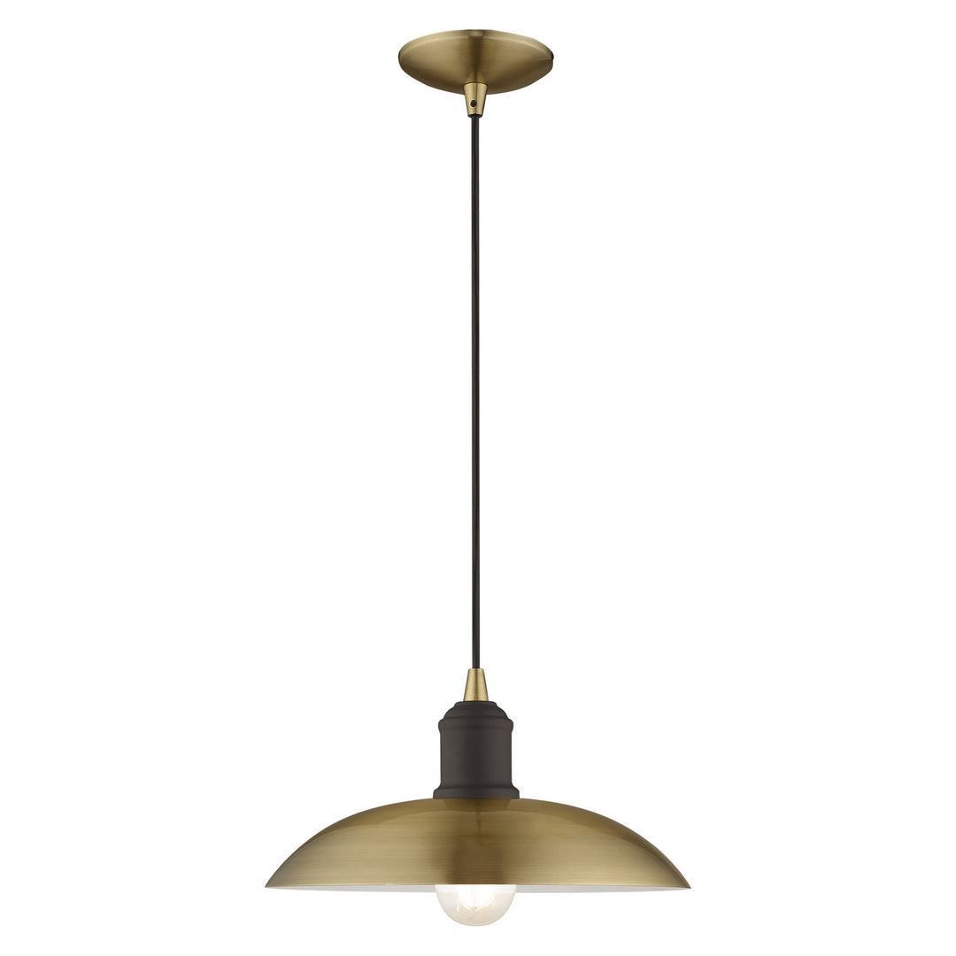 Livex Metal Shade Mini Pendants 41193-01 Pendant Light - Antique Brass w/ Bronze