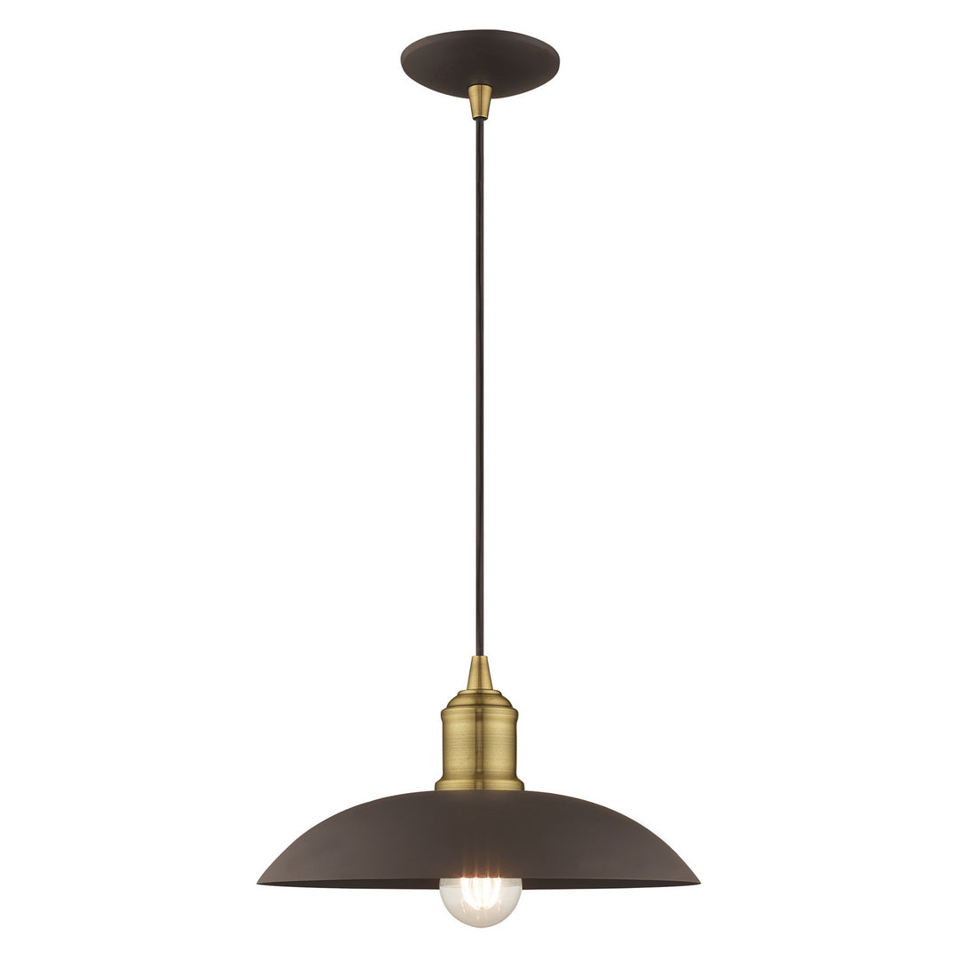 Livex Metal Shade Mini Pendants 41193-07 Pendant Light - Bronze w/ Antique Brasss