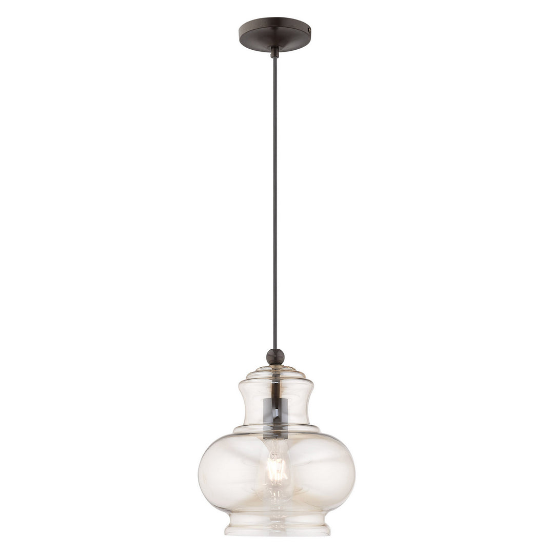 Livex Hand Blown Art Glass Mini Pendants 41222-92 Pendant Light - English Bronze