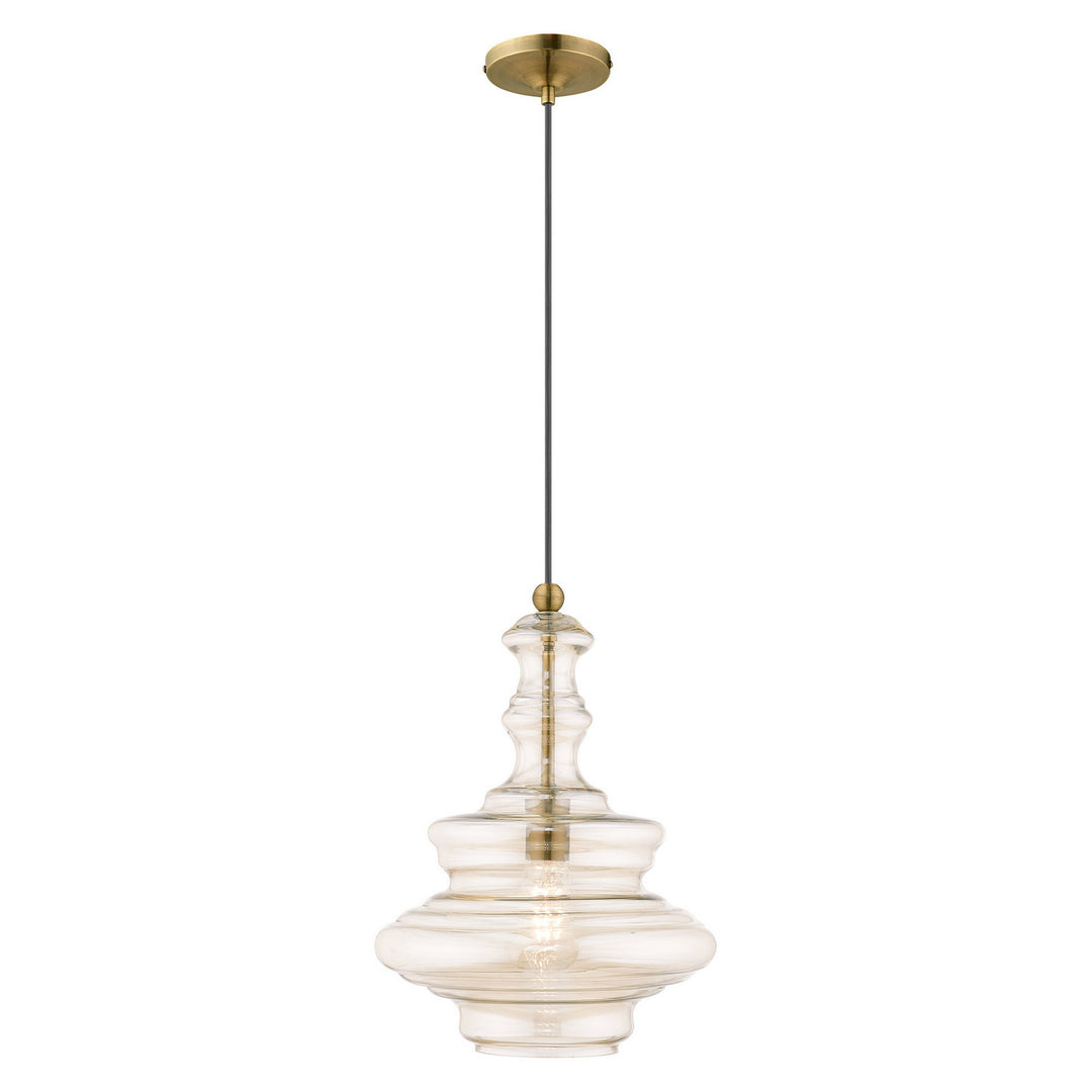 Livex Hand Blown Art Glass Mini Pendants 41224-01 Pendant Light - Antique Brass