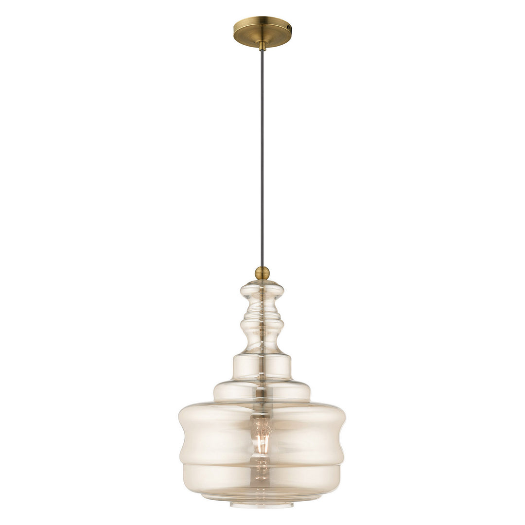 Livex Hand Blown Art Glass Mini Pendants 41225-01 Pendant Light - Antique Brass