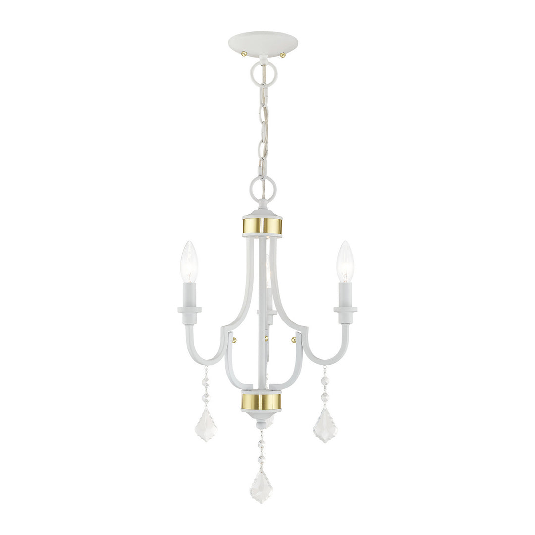 Livex Glendale 41273-03 Chandelier Light - White w/ Polished Brasss