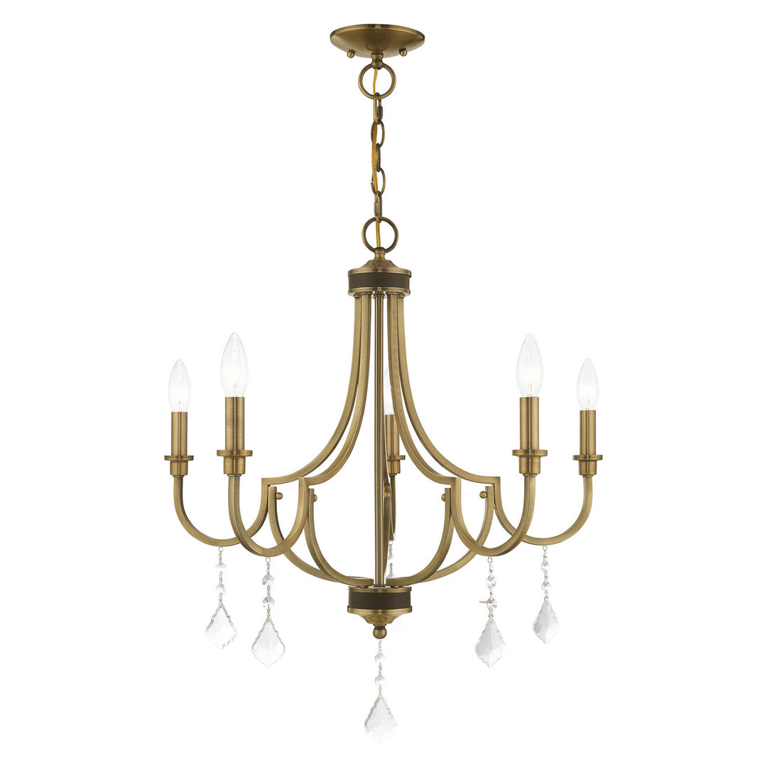 Livex Glendale 41275-01 Chandelier Light - Antique Brass w/ Bronzes