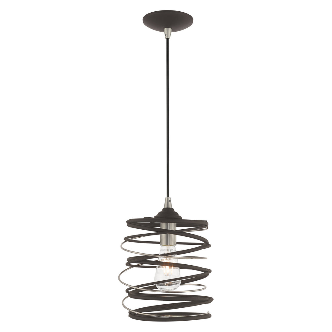Livex Pendants 41320-07 Pendant Light - Bronze w/ Brushed Nickel
