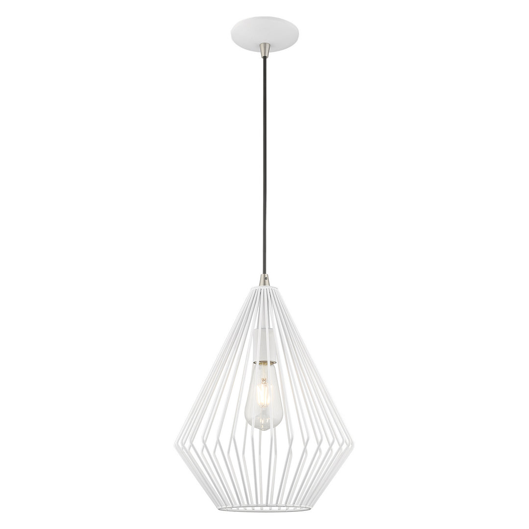 Livex Linz 41325-03 Pendant Light - White w/ Brushed Nickels