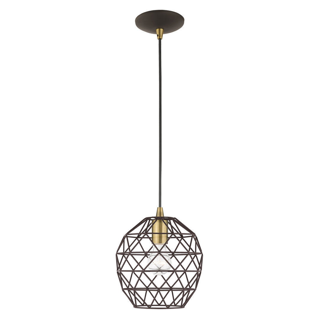 Livex Geometrix 41326-07 Pendant Light - Bronze w/ Antique Brass