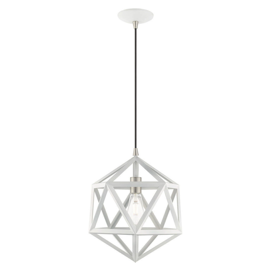 Livex Ashland 41328-03 Pendant Light - White w/ Brushed Nickels