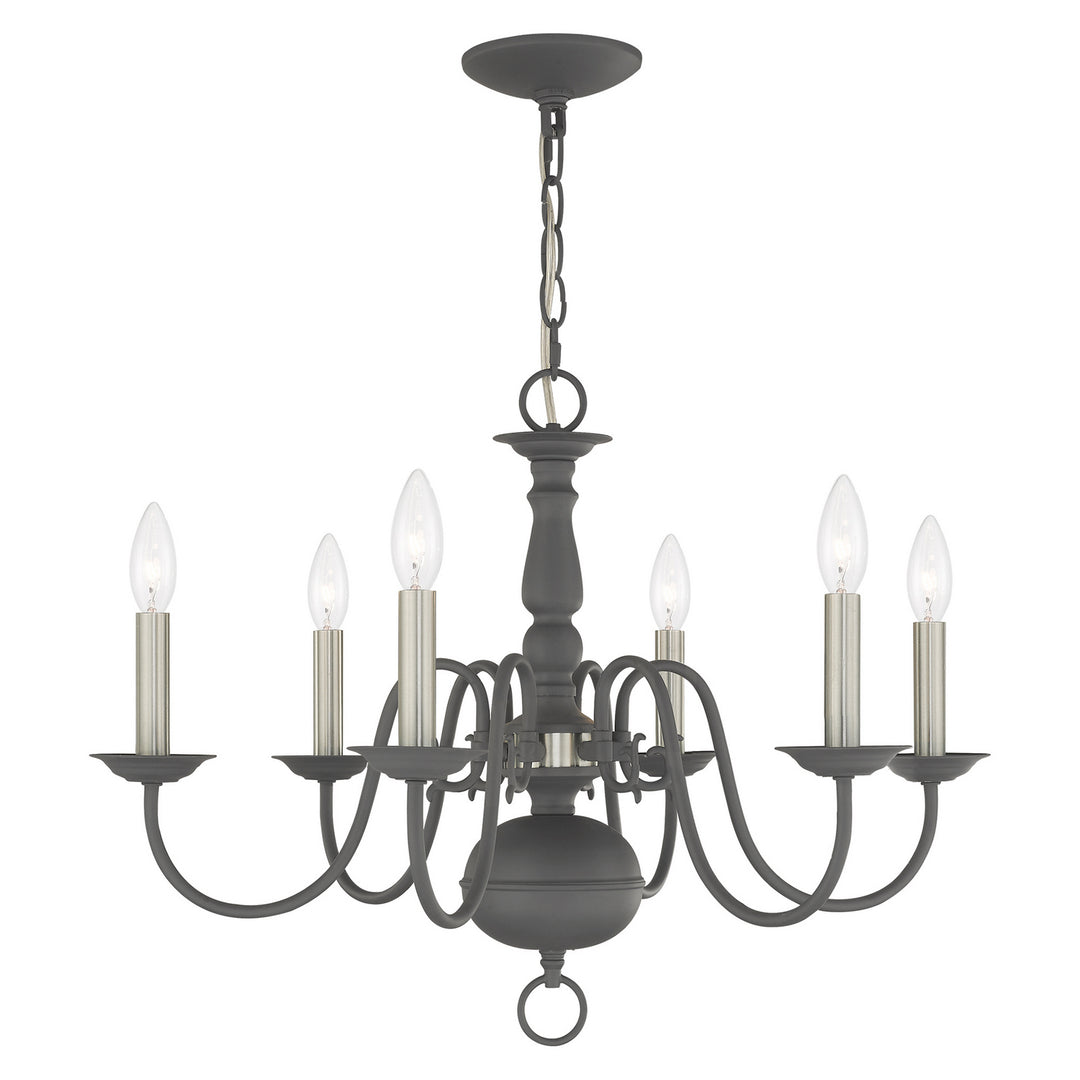 Livex Williamsburgh 5006-76 Chandelier Light - Scandinavian Gray w/ Brushed Nickels