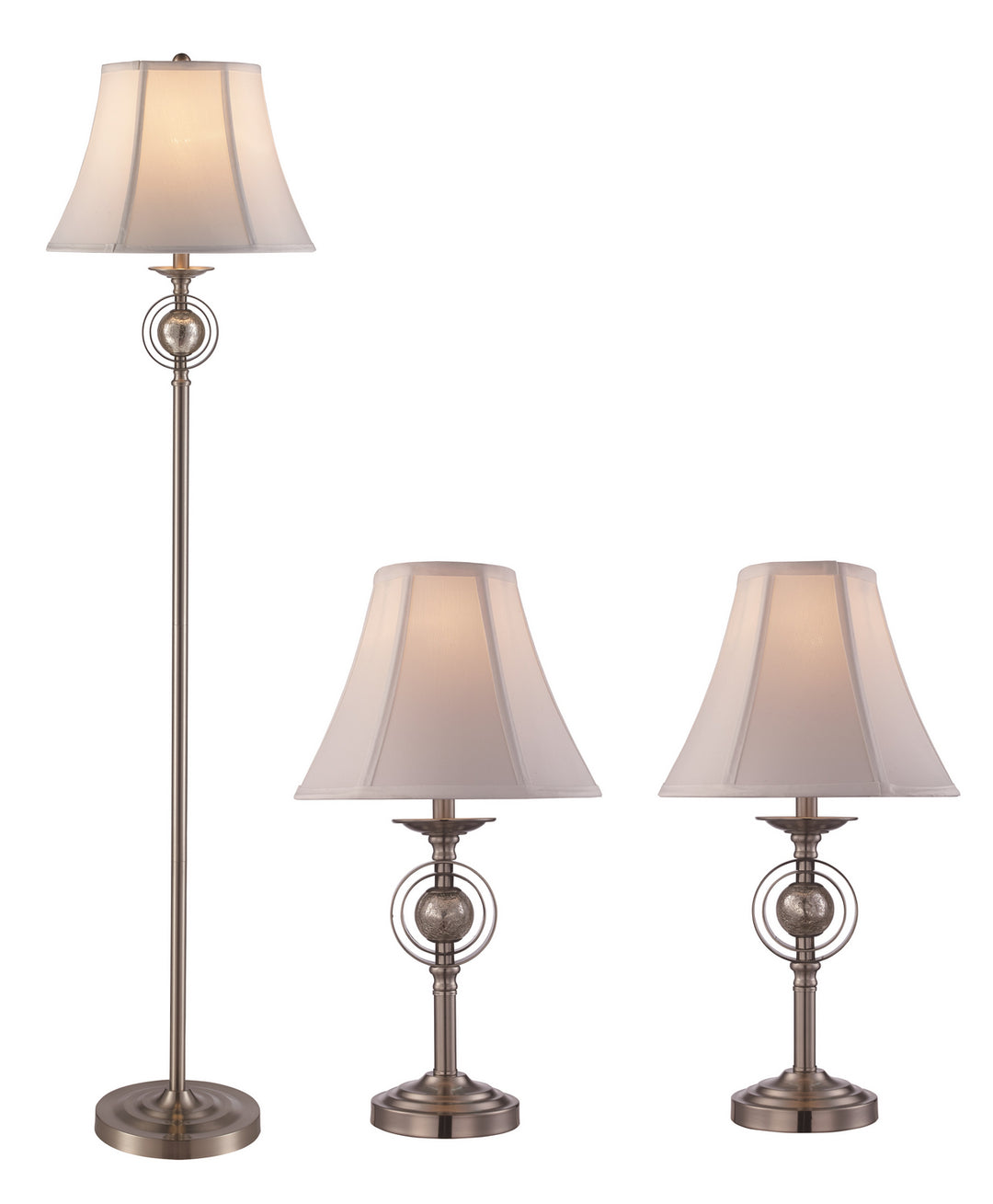 Trans Globe Imports RTL-9069 BN  Floor Lamp And Two Table Lamps Lamp Pewter, Nickel, Silver