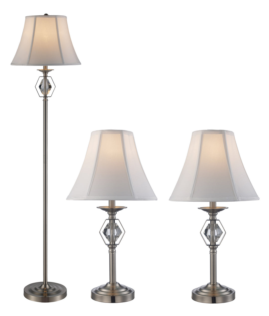 Trans Globe Imports RTL-9071 BN  Floor Lamp And Two Table Lamps Lamp Pewter, Nickel, Silver