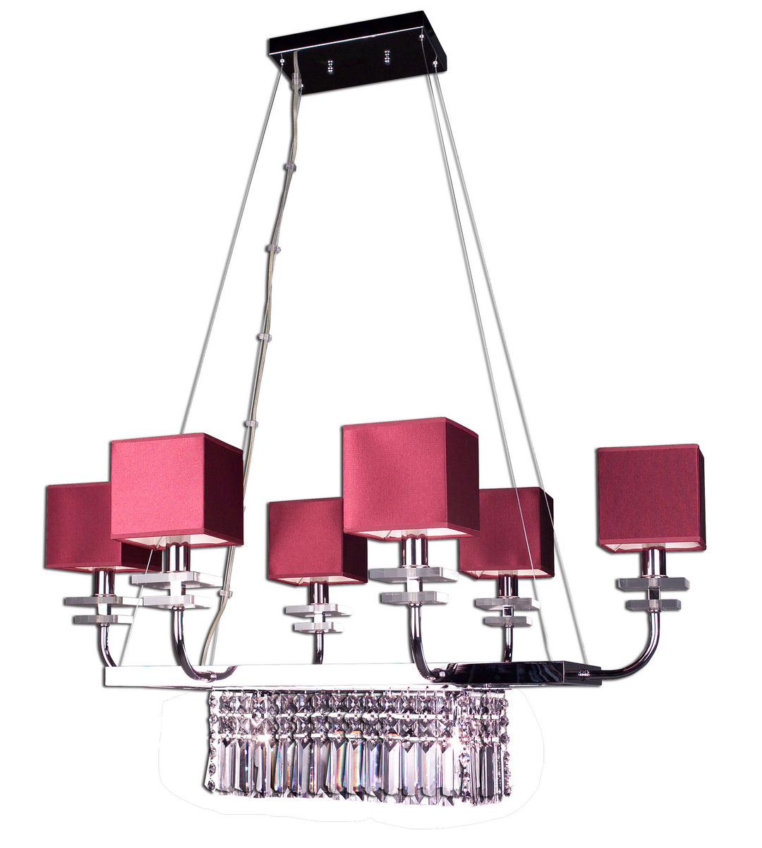 Classic Quadrille 1936 BUR CPR Chandelier Light - Burgundy