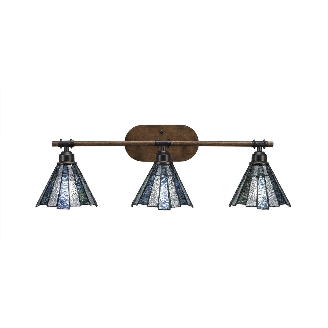 Toltec Blacksmith 1753-9325 Bath Vanity Light 29 in. wide - Painted Wood-Look & Dark Granite