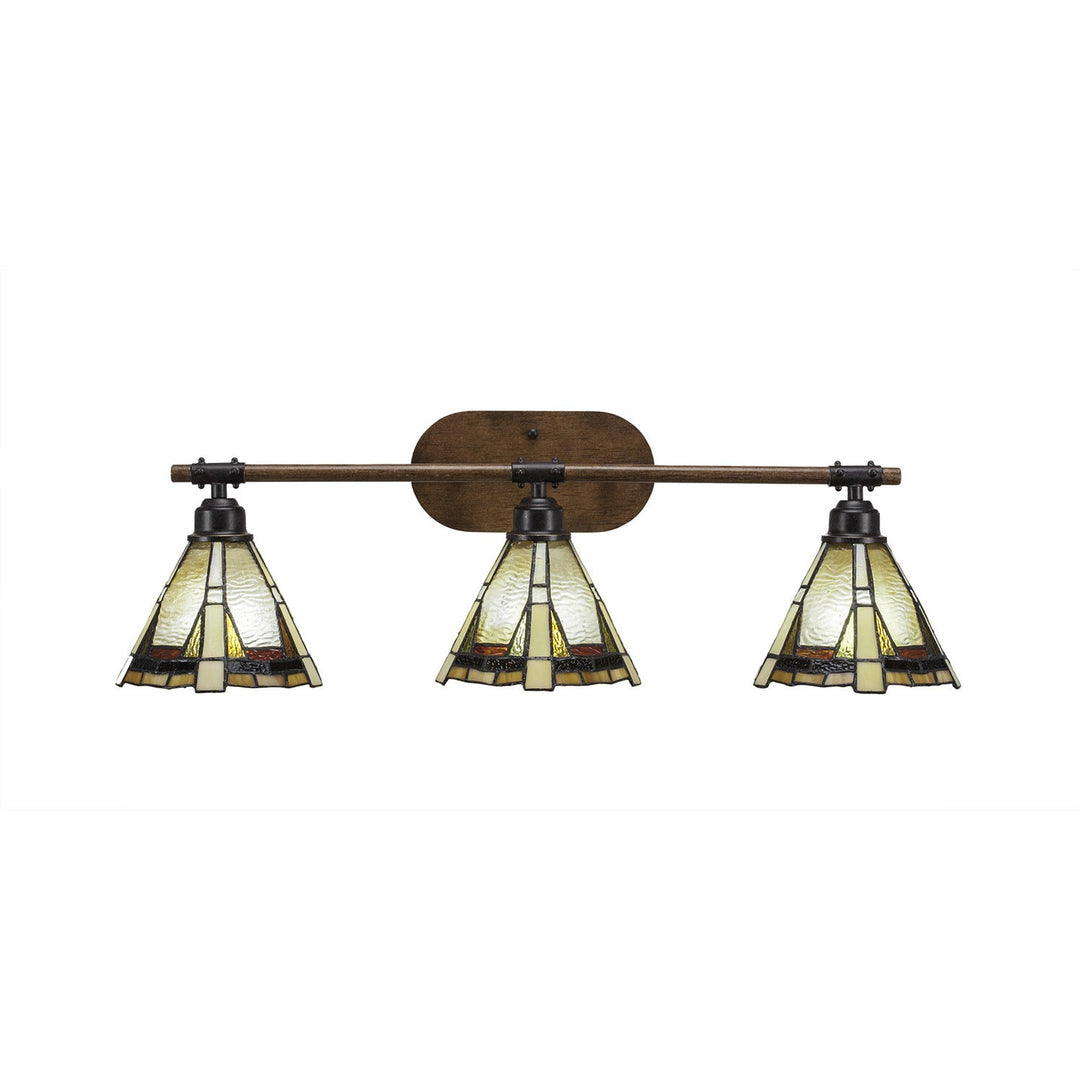 Toltec Blacksmith 1753-9345 Bath Vanity Light 29 in. wide - Painted Wood-Look & Dark Granite