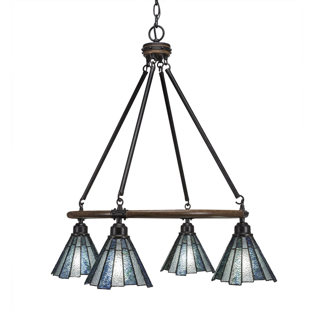 Toltec Blacksmith 1764-9325 Chandelier Light - Painted Wood-Look & Dark Granite