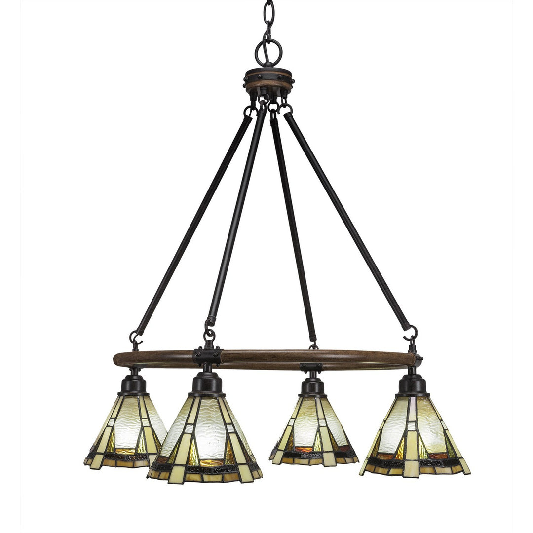 Toltec Blacksmith 1764-9345 Chandelier Light - Painted Wood-Look & Dark Granite