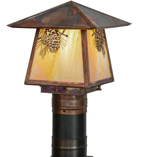 Meyda Tiffany Lighting 92520 Stillwater One Light Post Mount Outdoor Copper/Antique/Verde