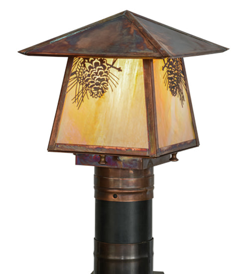 Meyda Tiffany Lighting 92520 Stillwater One Light Post Mount Outdoor Copper/Antique/Verde