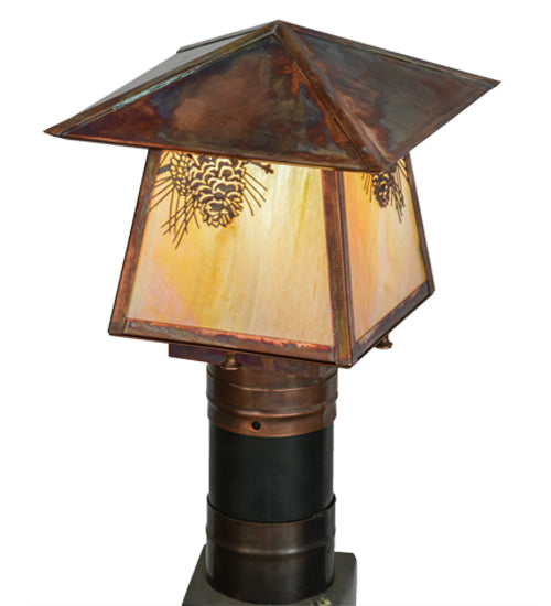 Meyda Tiffany Lighting 92520 Stillwater One Light Post Mount Outdoor Copper/Antique/Verde