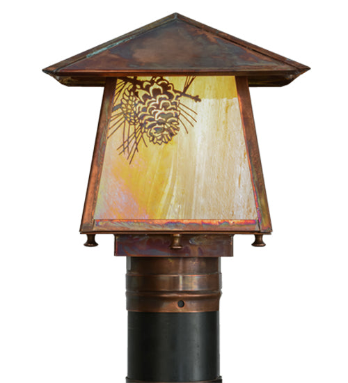 Meyda Tiffany Lighting 92520 Stillwater One Light Post Mount Outdoor Copper/Antique/Verde