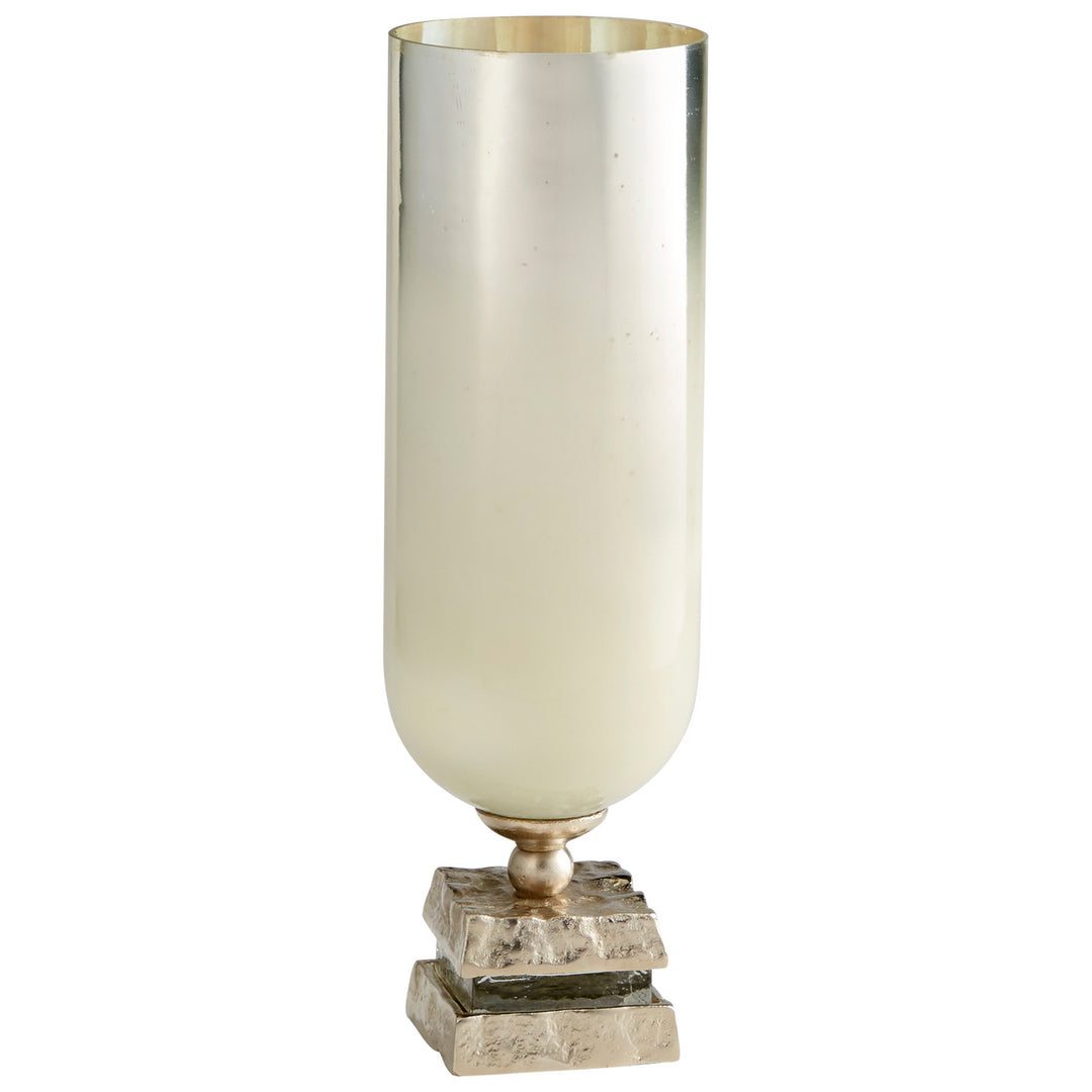 Cyan 09772 Vases & Planters - Nickel And Snow White Glass