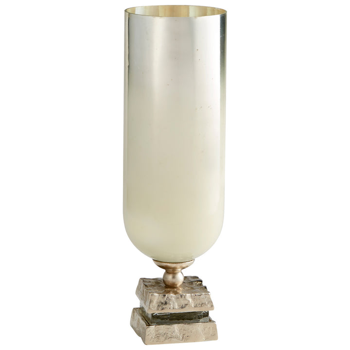 Cyan 09772 Vases & Planters - Nickel And Snow White Glass