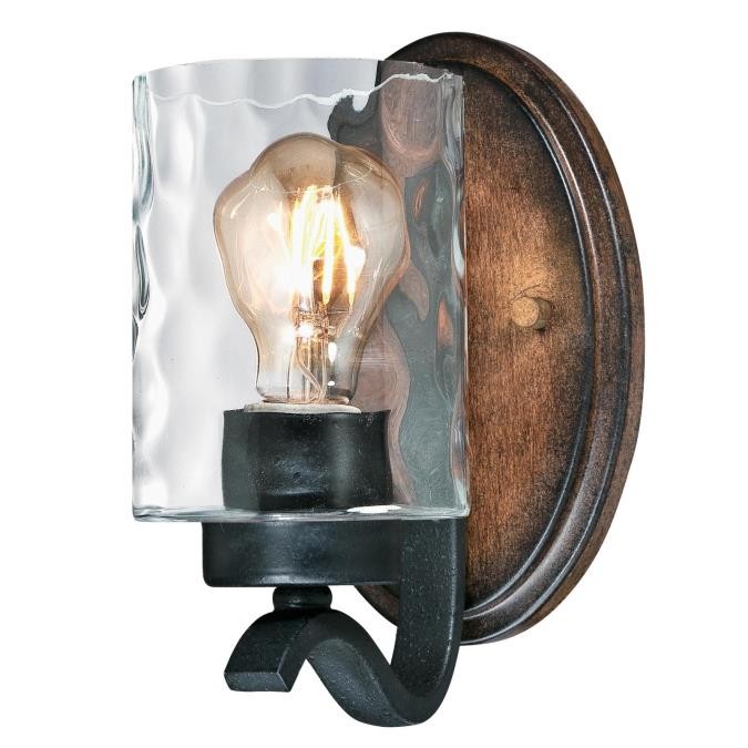 Westinghouse Barnwell 6331600 Wall Sconce Light - Textured Iron And Barnwood