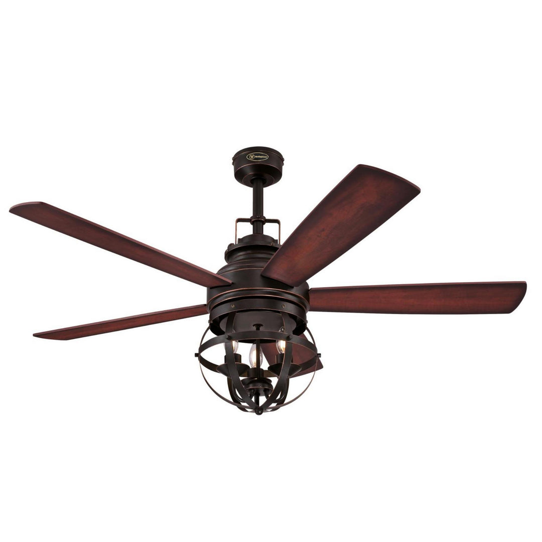 Westinghouse Stella Mira 7217100 Ceiling Fan - Oil Rubbed Bronze With Highlights, Shaded Applewood / Catalpa Wood/