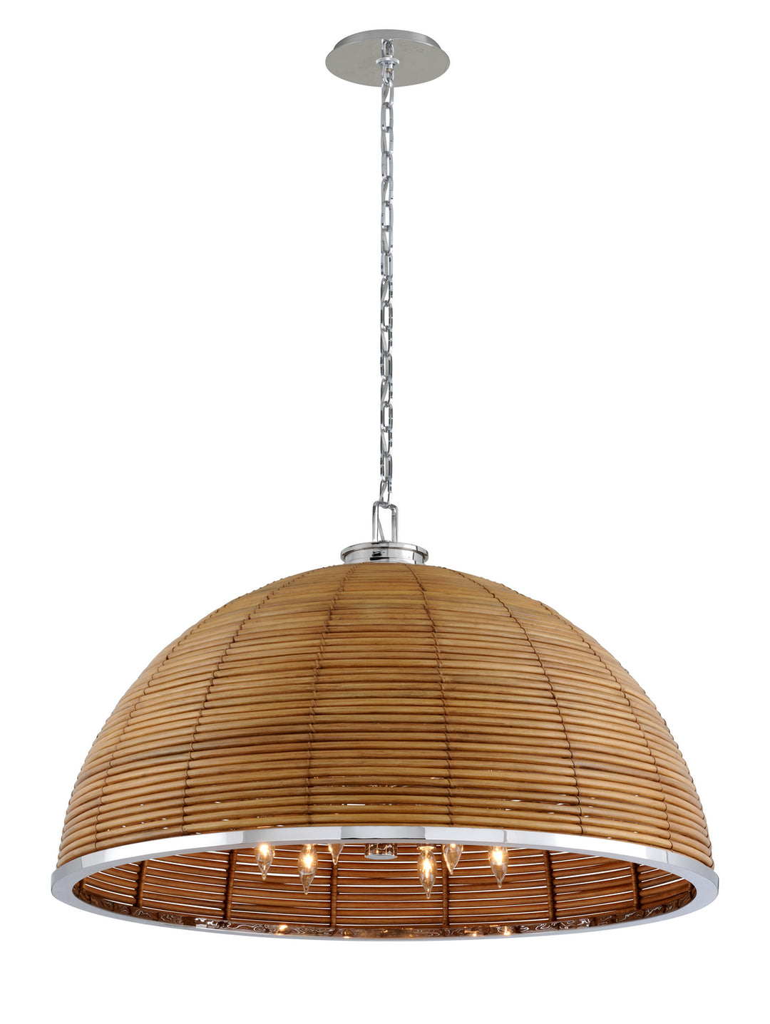 Corbett Carayes 277-412 Pendant Light - Natural Rattan Stainless Steel