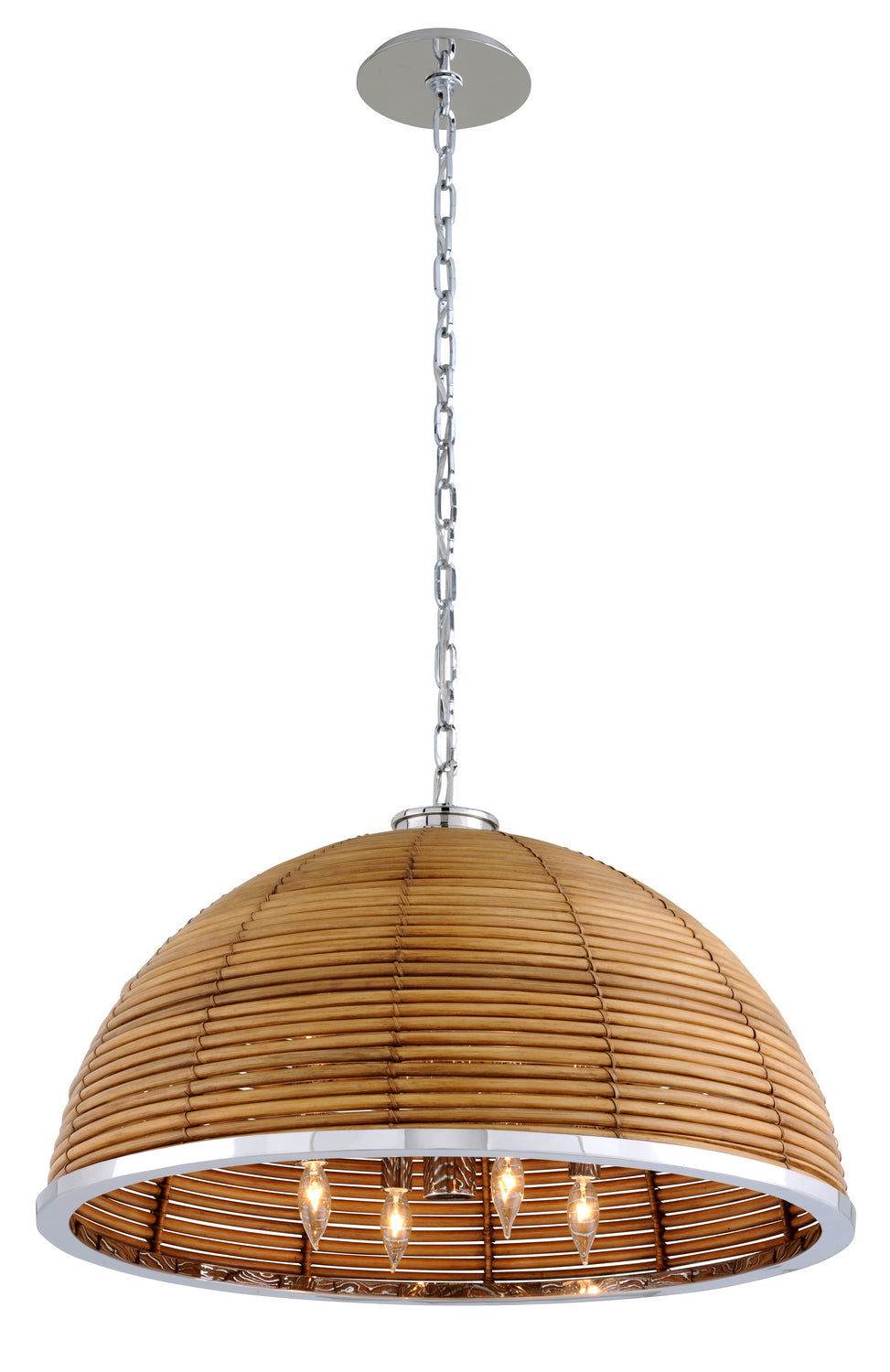 Corbett Carayes 277-48 Pendant Light - Natural Rattan Stainless Steel