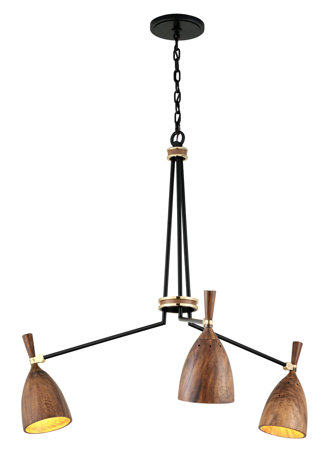 Corbett Utopia 280-03 Chandelier Light - Black Brass Acacia Wood Shades