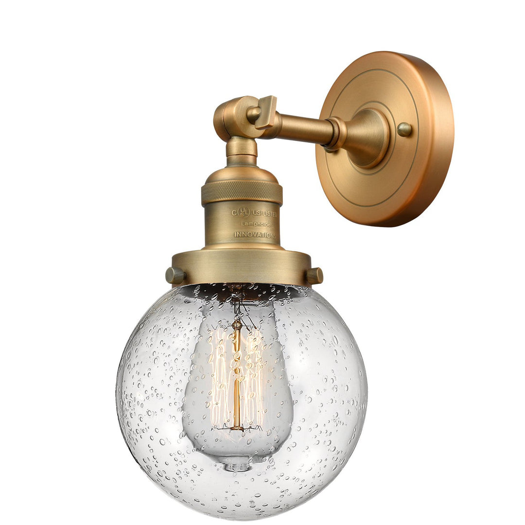 Innovations Franklin Restoration 203-BB-G204-6-LED Wall Sconce Light - Brushed Brass