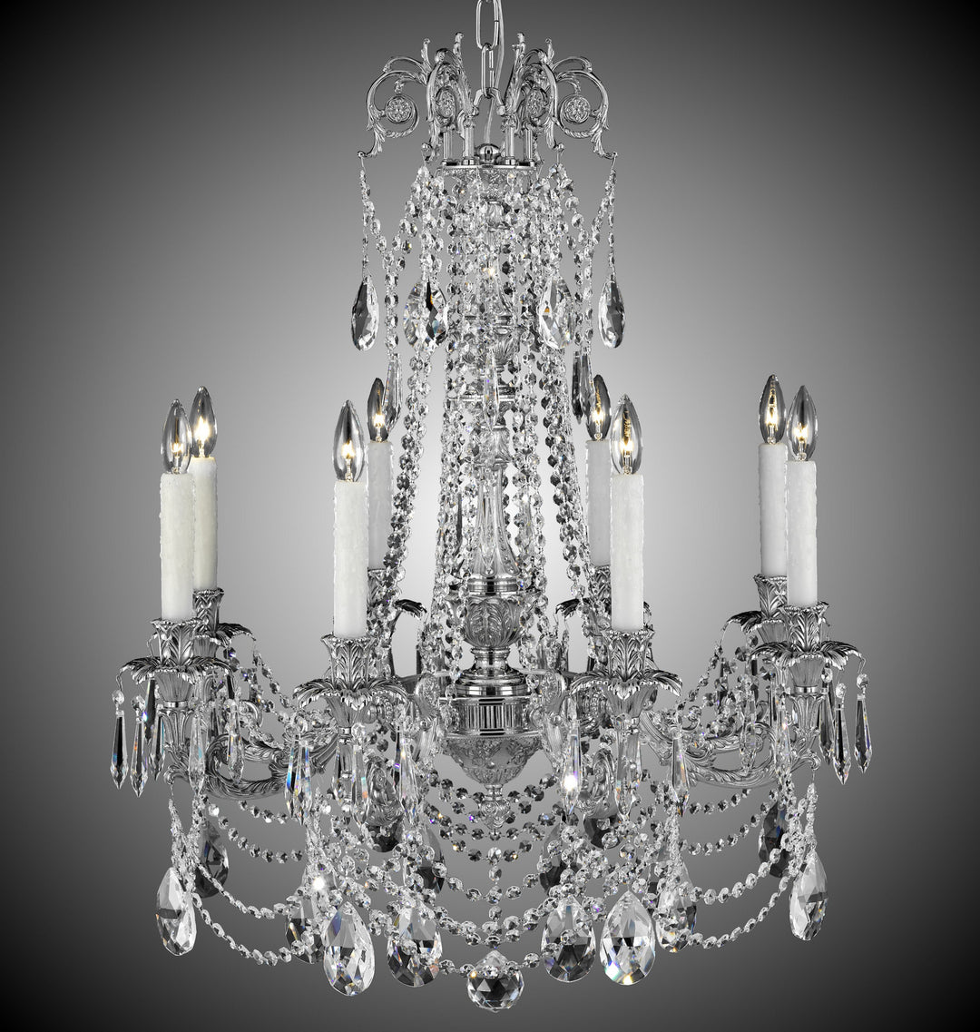 American Brass & Crystal Finisterra CH2053-O-08G-PI Chandelier Light - Silver