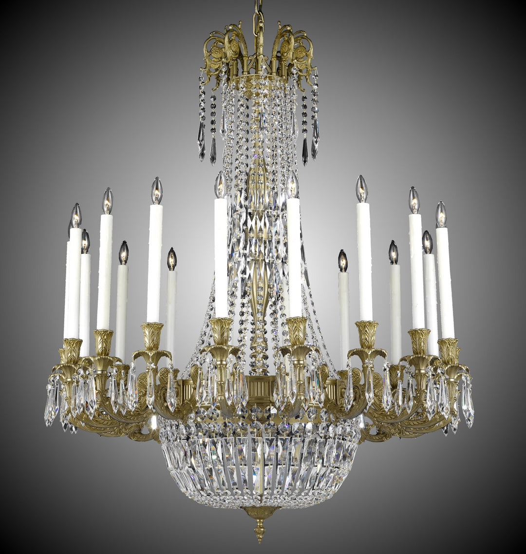 American Brass & Crystal Finisterra CH2343-P-16G-PI Chandelier Light - True Brass
